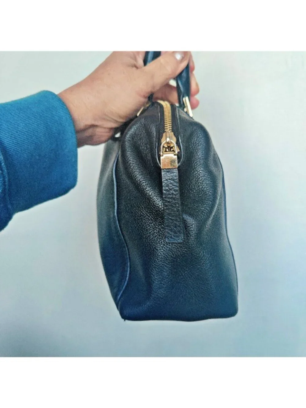 MICHAEL KORS Riley Black Leather Satchel Purse Shoulder Handbag